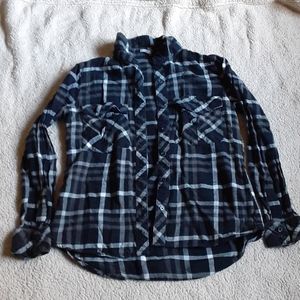 Womens Black and White Check Plaid Flannel